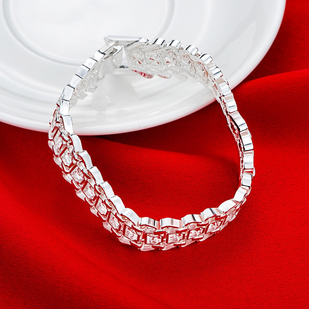 Beautiful Elegant wedding 925 silver women men chain Bracelet high quality fashion classic jewelry wholesale H506