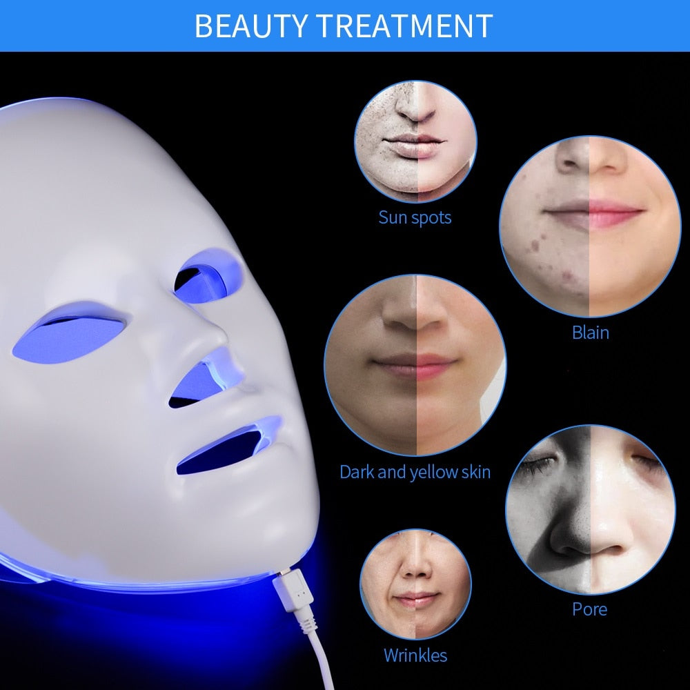 7 Colors Light LED Facial Mask Skin Rejuvenation Face Care Treatment Beauty Anti Acne Therapy Whitening LED Photon Face Mask