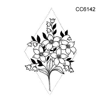 Rocooart Hot sale Black White Style Tattoo Sticker Tree Flower Leaf  Temporary Tattoo Sticker Rose Body Art Tatouage Fake Tatoo