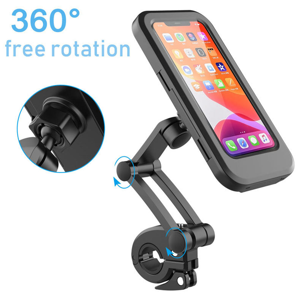 360 Rotatable Waterproof Bicycle Motorcycle Mobile Phone Holder Bike Handlebar Non-slip Clip Stand GPS Mount Bracket