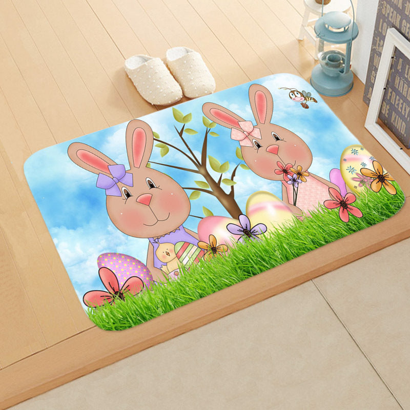 Festive Bathroom Egg Carpet Floor Mats Easter Anti-skid