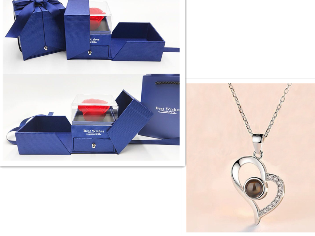 2023 Hot Valentine's Day Gifts Metal Rose Jewelry Gift Box Necklace For Wedding Girlfriend Necklace Gifts