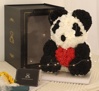 Valentine's Day Gift Rose Bear Eternal Flower Rose Teddy Bear PE Foam Bear 25cm Valentines Day