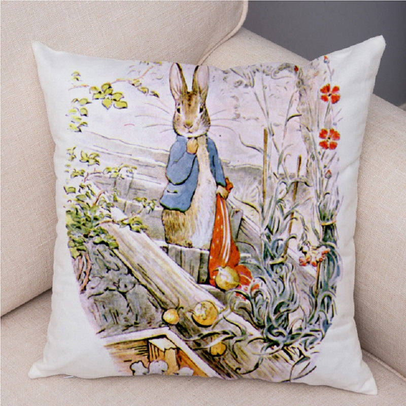 Cartoon Rabbit Peach Skin Fabric Pillow Cover Home Decoration Sofa Cushion Cover Seat Cover Easter Amazon AliExpress