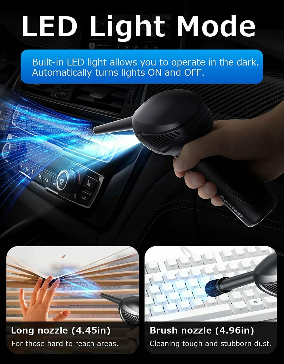 Rechargeable Air Duster Electric Cleaner Cleaning Blower For Car PC Keyboard Pet