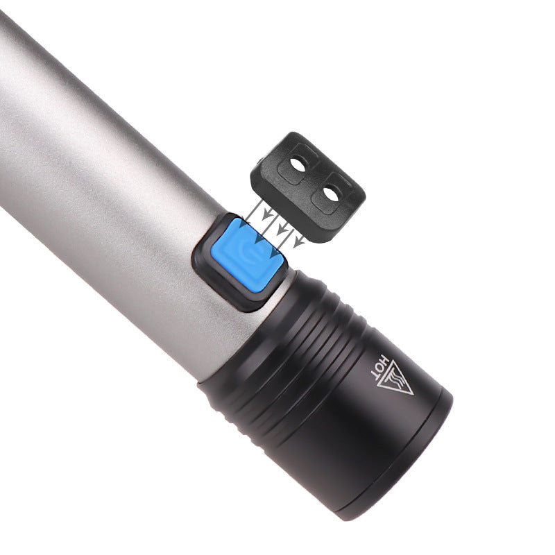 Built-in Battery USB Charging Telescopic Zoom Portable Glare Flashlight