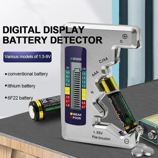 Universal Digital Battery Tester LCD AA AAA 9V 1.5V Button Cell Battery Capacity Check Detector Capacitance Diagnostic Tool