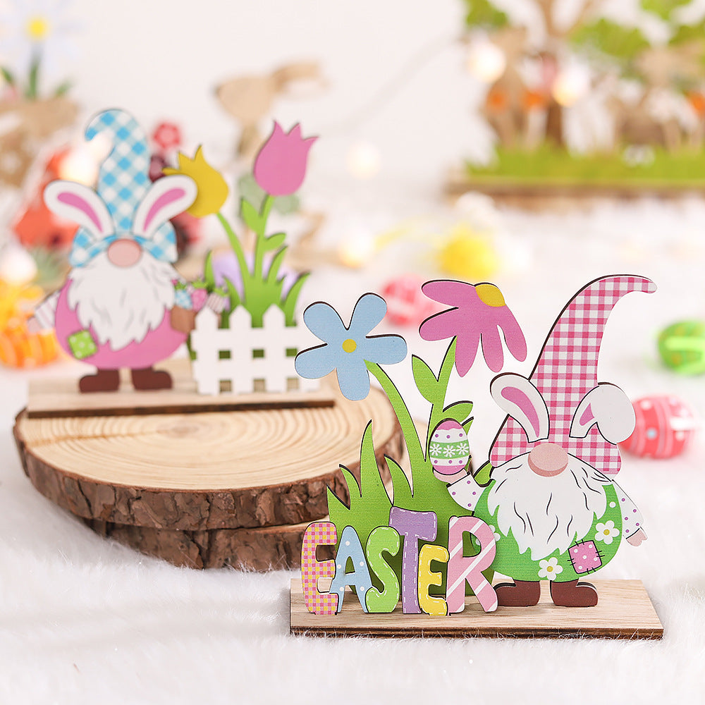 Easter Wooden Crafts Decoration Scene Dress Up Props