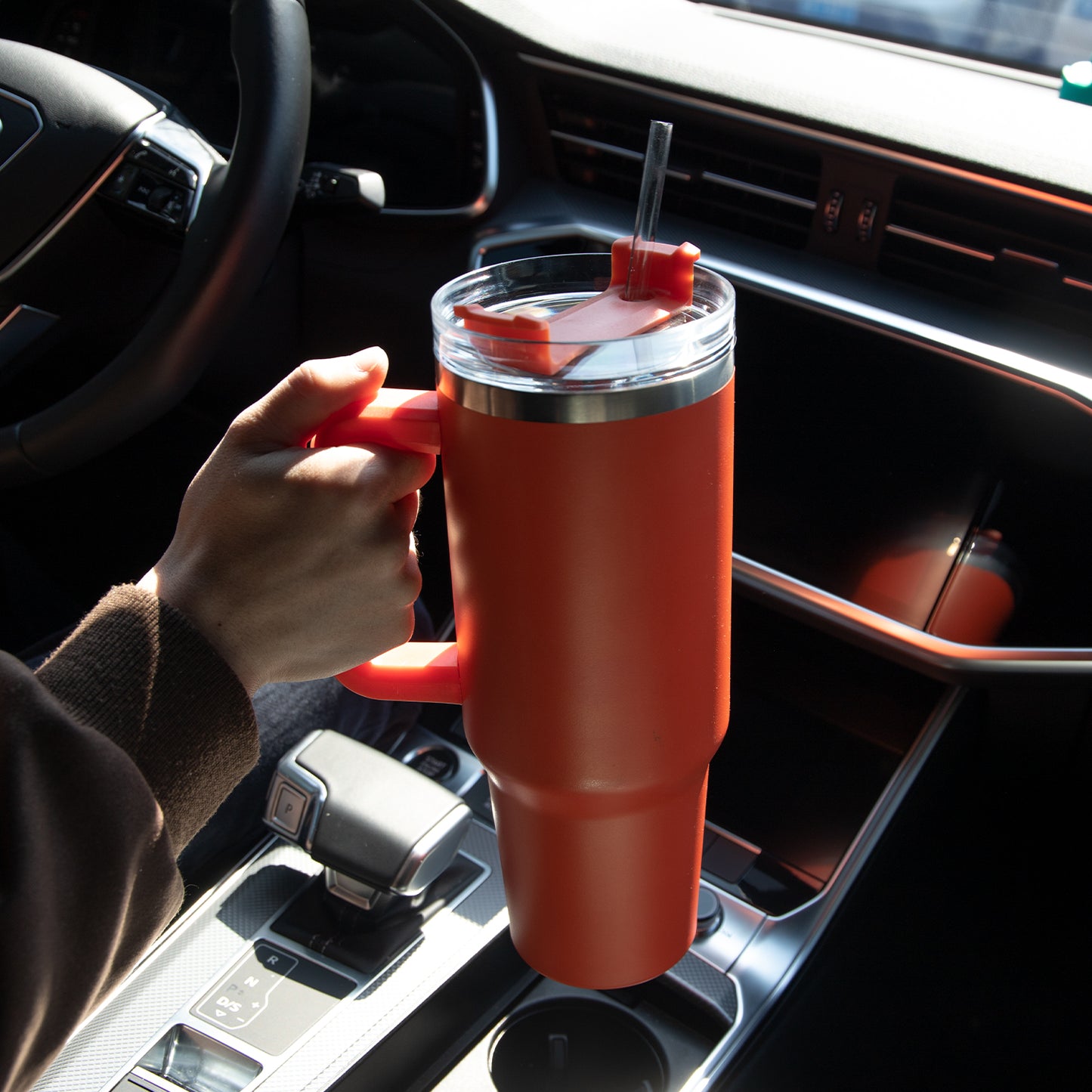 40oz Straw Coffee Insulation Cup With Handle Portable Car Stainless Steel Water Bottle LargeCapacity Travel BPA Free Thermal Mug