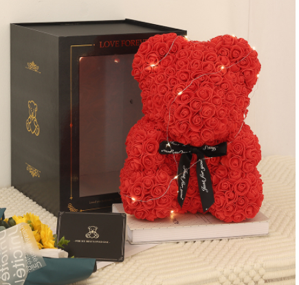 Valentine's Day Gift Rose Bear Eternal Flower Rose Teddy Bear PE Foam Bear 25cm Valentines Day